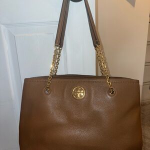 Tory Burch Brown Leather Tote Bag